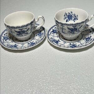 Vintage Johnson Bros Indies 12Cups and 11 Saucers Hand Engraving Made England